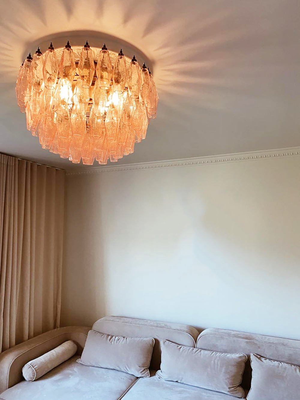 Aurora Plafonnier Rose Losange Verre Superposé Vintage Élégance - Neutralighting