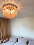 Aurora Plafonnier Rose Losange Verre Superposé Vintage Élégance - Neutralighting