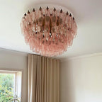 Aurora Plafonnier Rose Losange Verre Superposé Vintage Élégance - Neutralighting