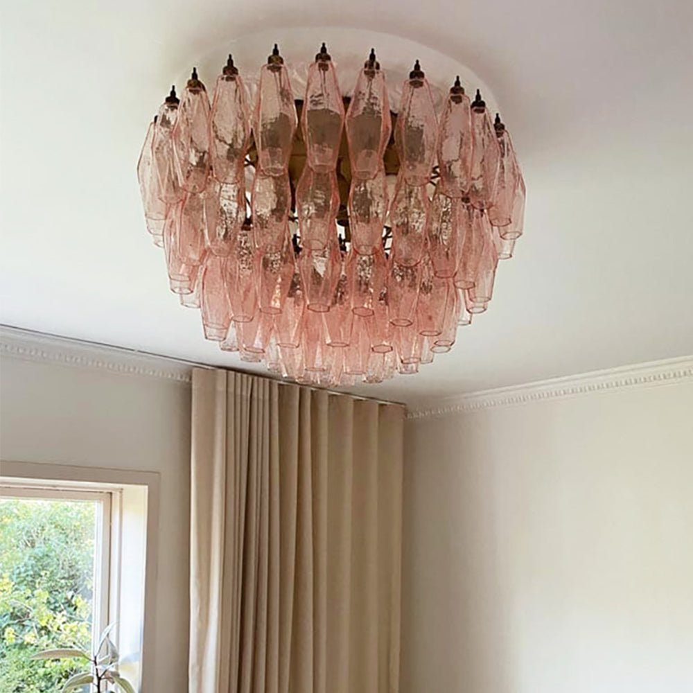 Aurora Plafonnier Rose Losange Verre Superposé Vintage Élégance - Neutralighting