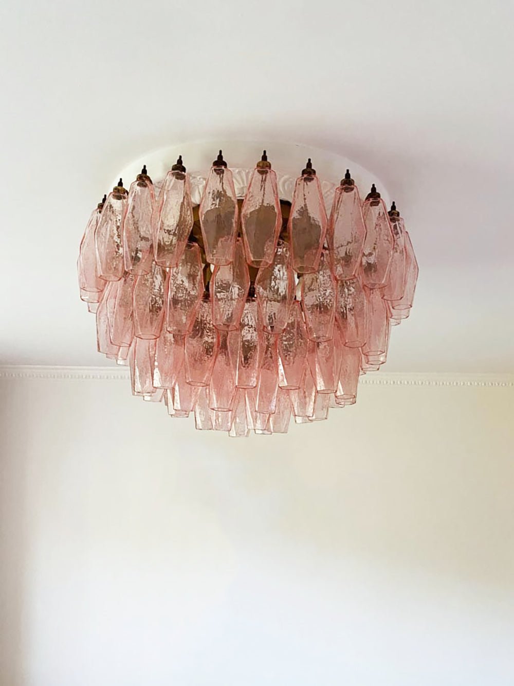 Aurora Plafonnier Rose Losange Verre Superposé Vintage Élégance - Neutralighting