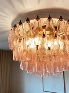 Aurora Plafonnier Rose Losange Verre Superposé Vintage Élégance - Neutralighting