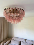 Aurora Plafonnier Rose Losange Verre Superposé Vintage Élégance - Neutralighting