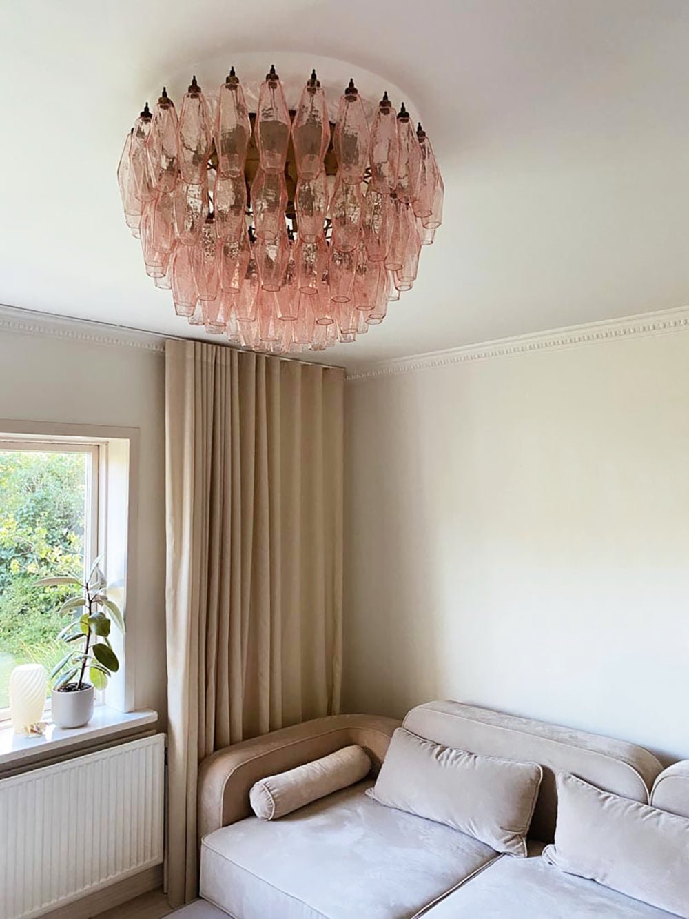 Aurora Plafonnier Rose Losange Verre Superposé Vintage Élégance - Neutralighting