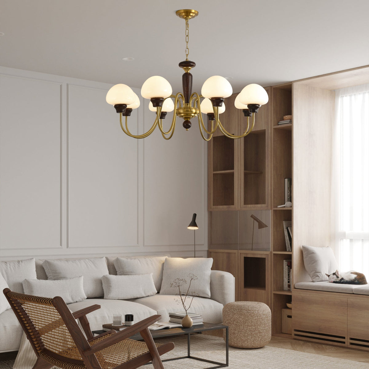 Lustra Lustre Laiton Bois Champignon Classique - Neutralighting