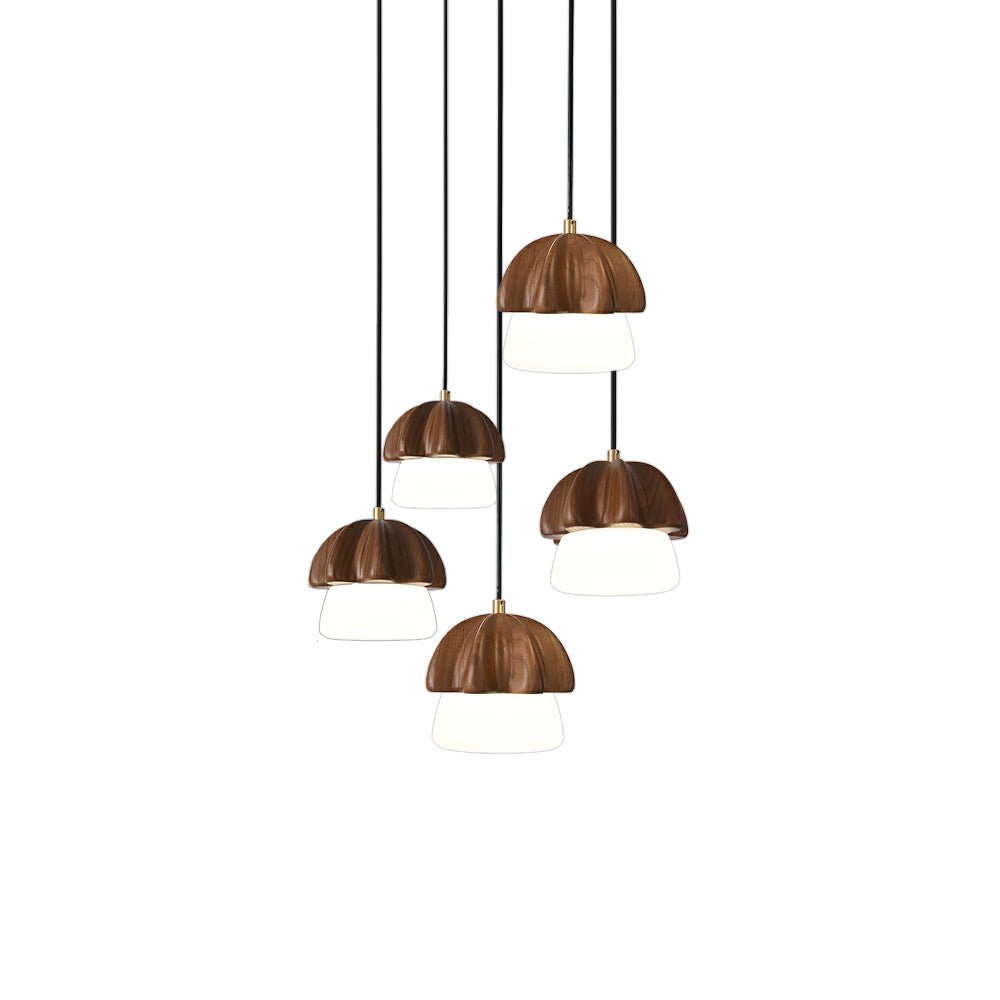 Lustra Suspension Champignon Cluster Bois & Verre - Neutralighting