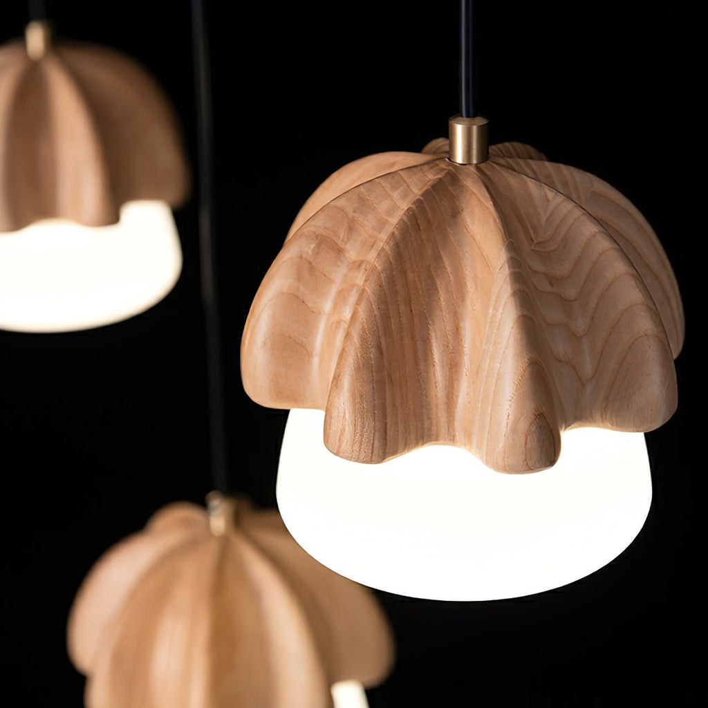 Lustra Suspension Champignon Cluster Bois & Verre - Neutralighting