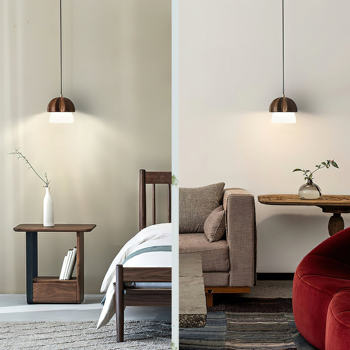 Lustra Suspension Champignon Cluster Bois & Verre - Neutralighting