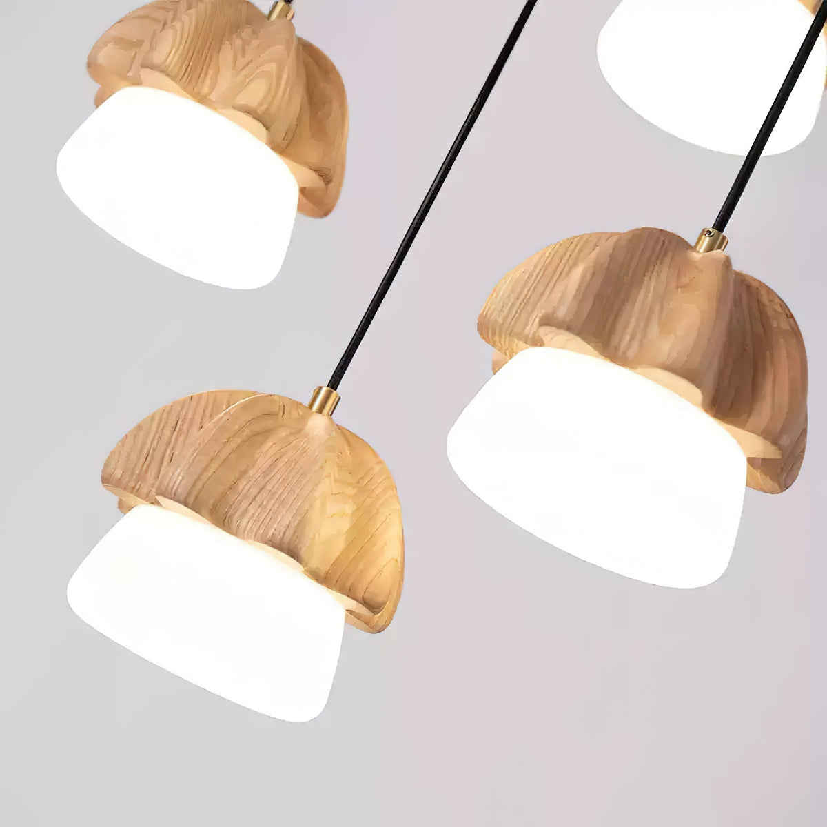 Lustra Suspension Champignon Cluster Bois & Verre - Neutralighting