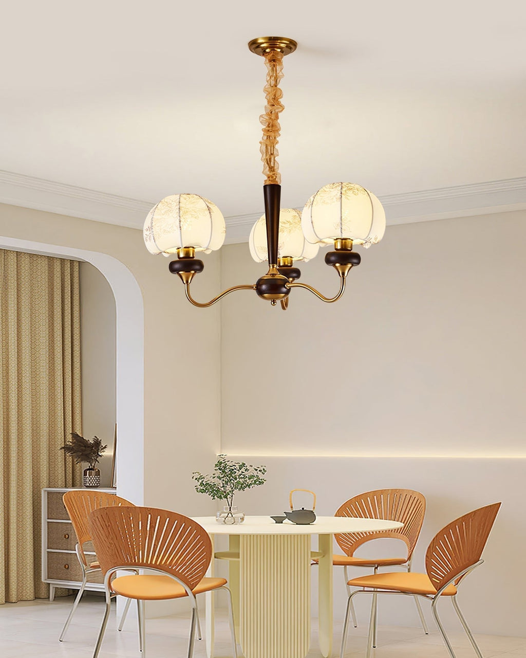 Orchid Chandelier en Tissu Vintage - Neutralighting