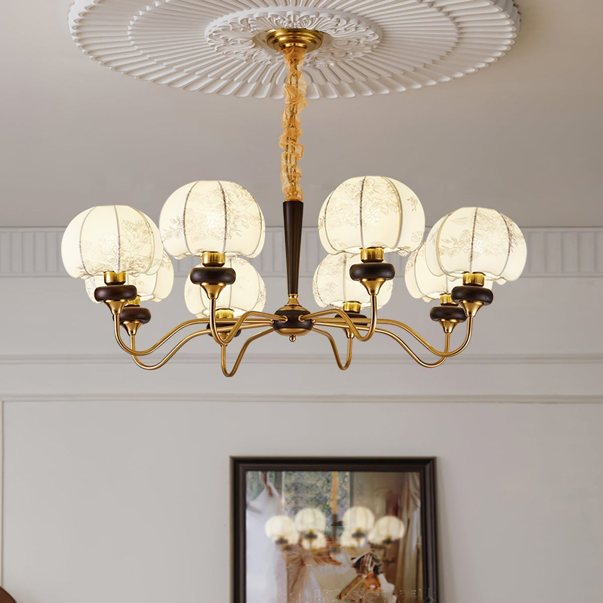 Orchid Chandelier en Tissu Vintage - Neutralighting