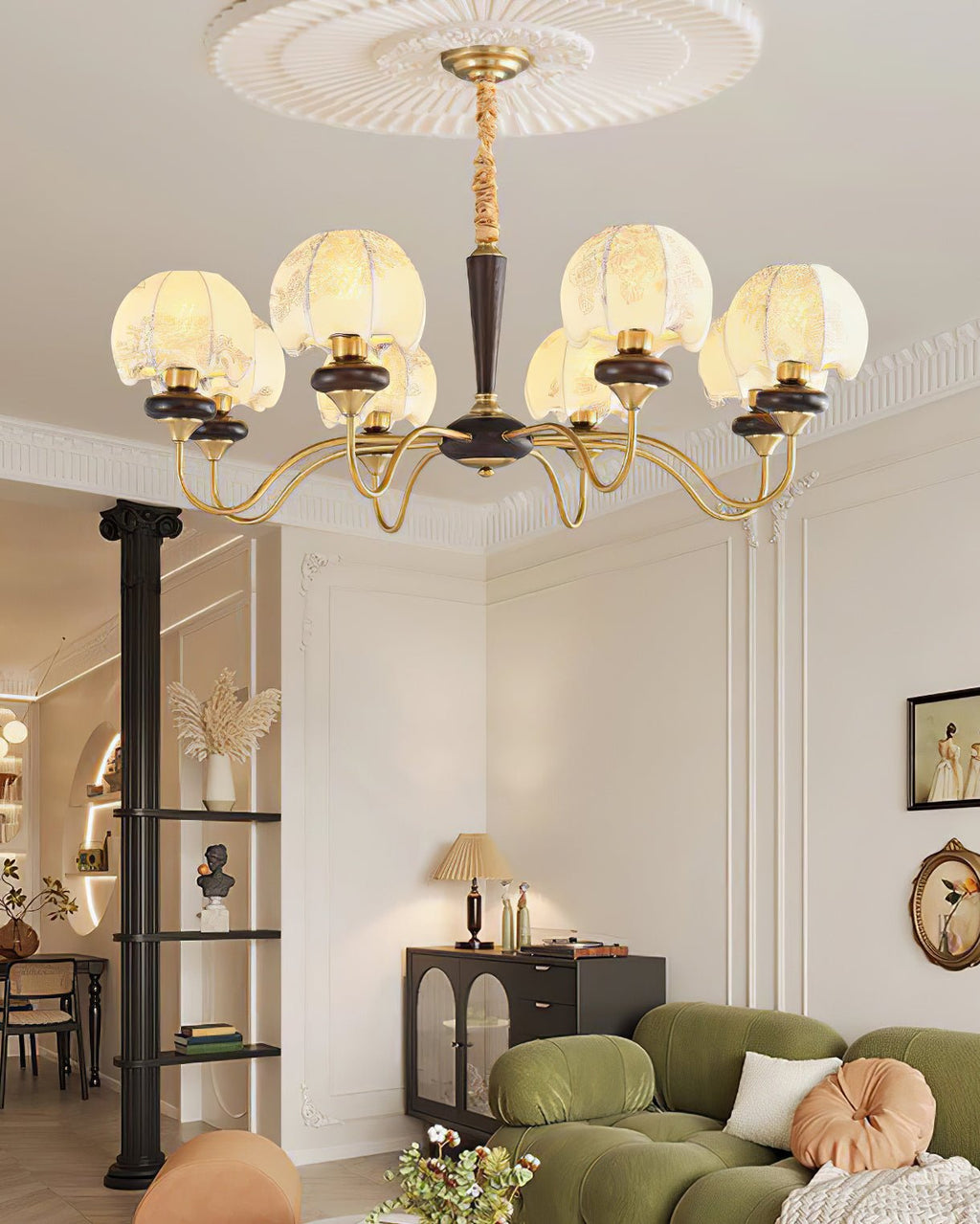 Orchid Chandelier en Tissu Vintage - Neutralighting