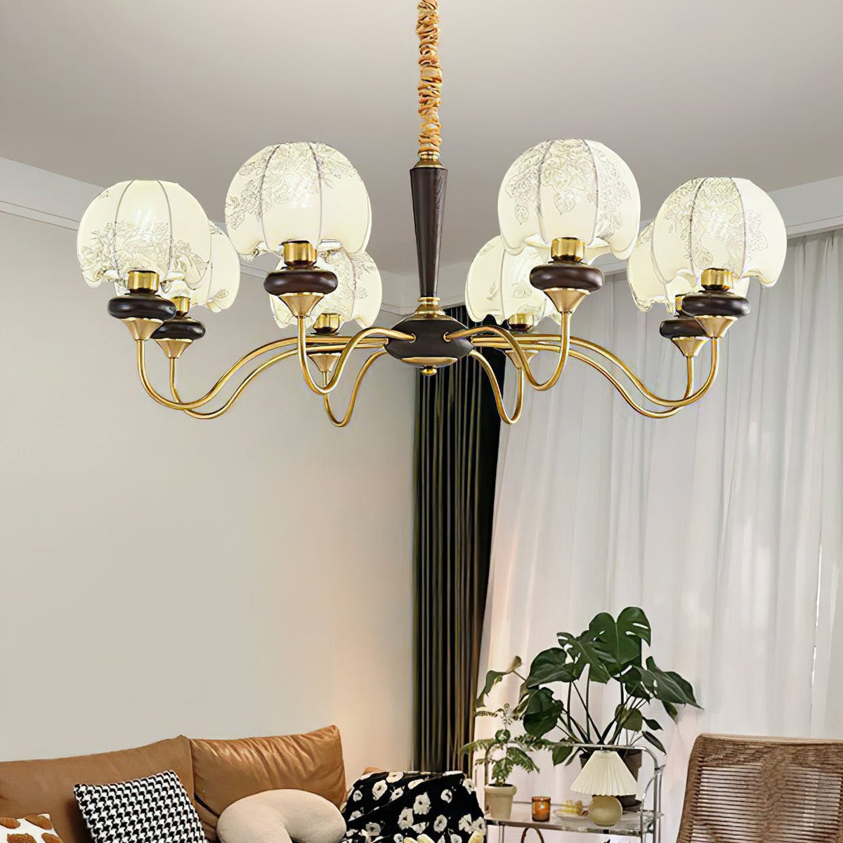Orchid Chandelier en Tissu Vintage - Neutralighting