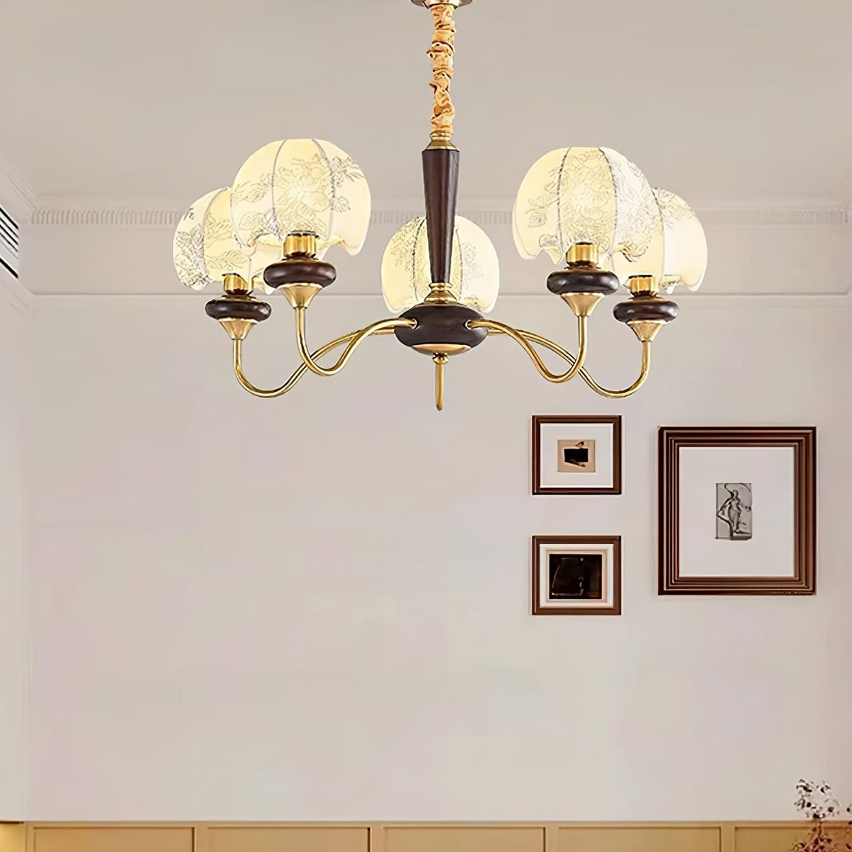 Orchid Chandelier en Tissu Vintage - Neutralighting