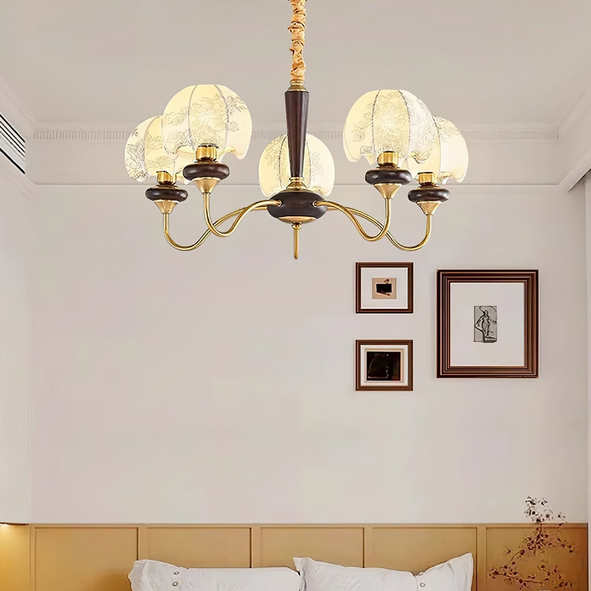 Orchid Chandelier en Tissu Vintage - Neutralighting