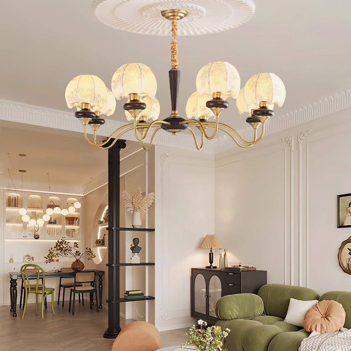 Orchid Chandelier en Tissu Vintage - Neutralighting