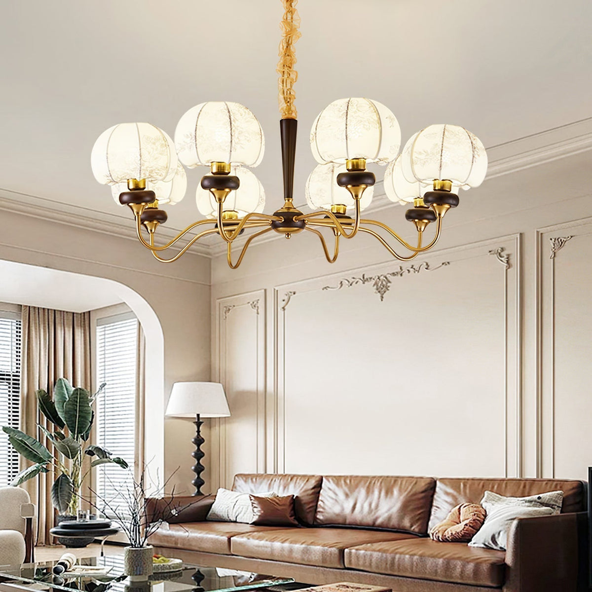 Orchid Chandelier en Tissu Vintage - Neutralighting