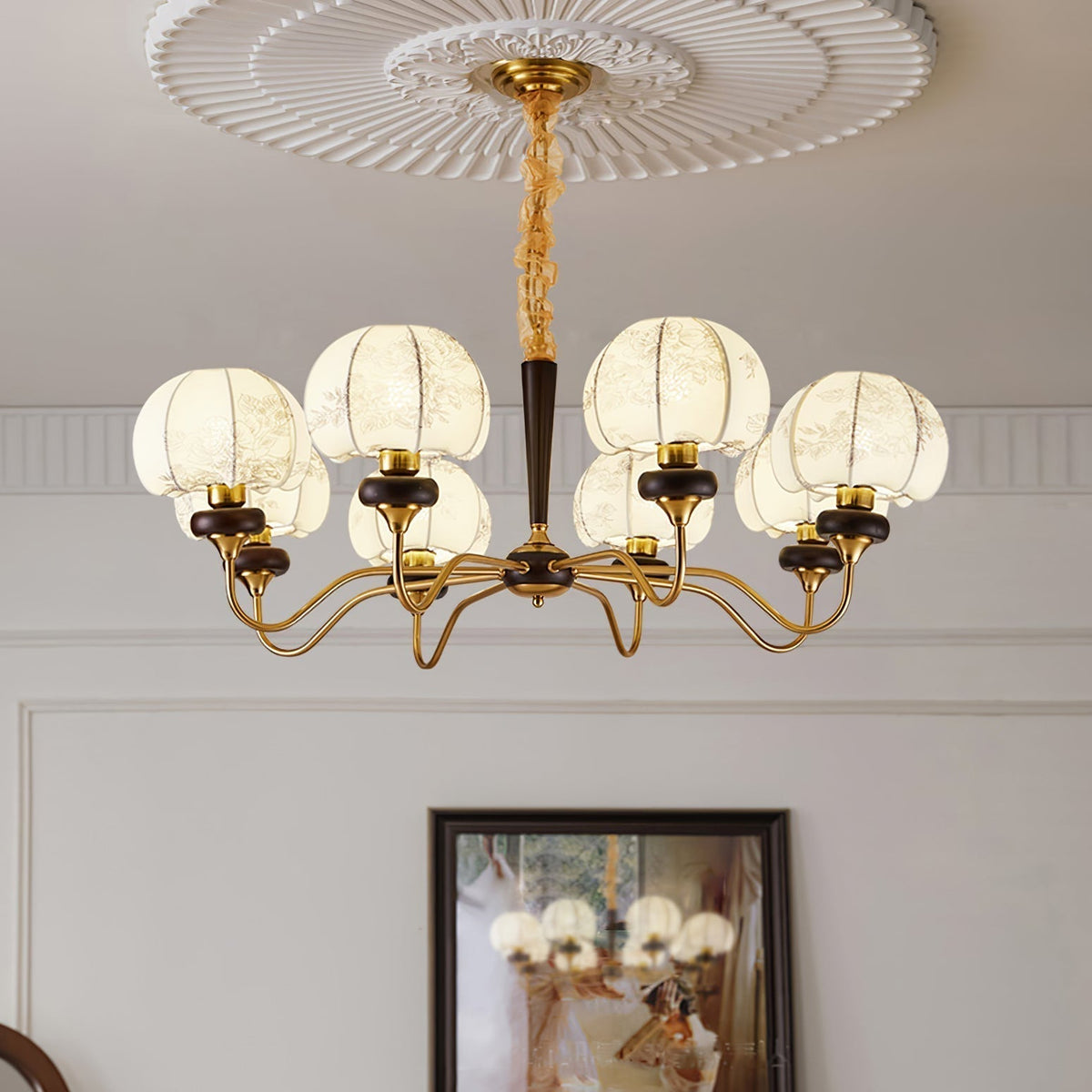 Orchid Chandelier en Tissu Vintage - Neutralighting