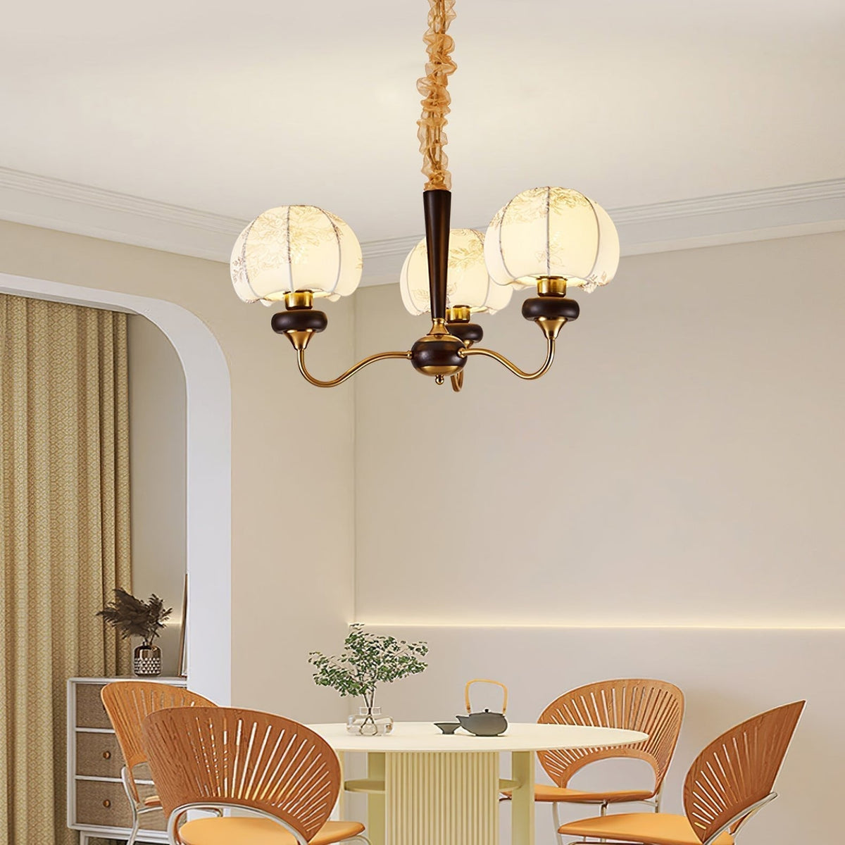 Orchid Chandelier en Tissu Vintage - Neutralighting