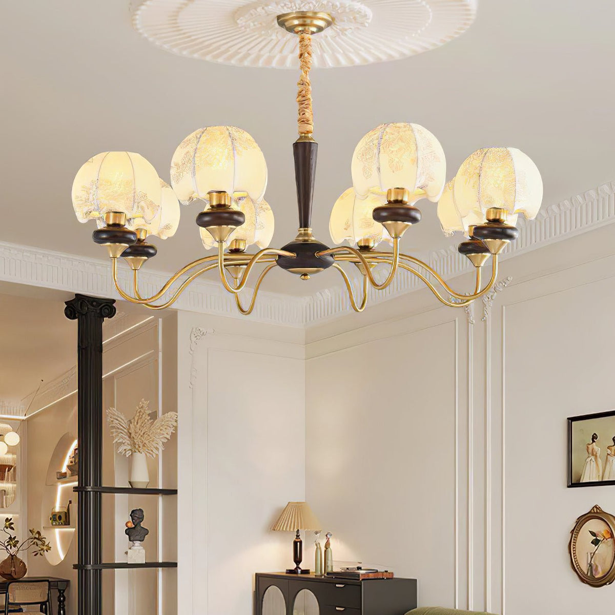 Orchid Chandelier en Tissu Vintage - Neutralighting