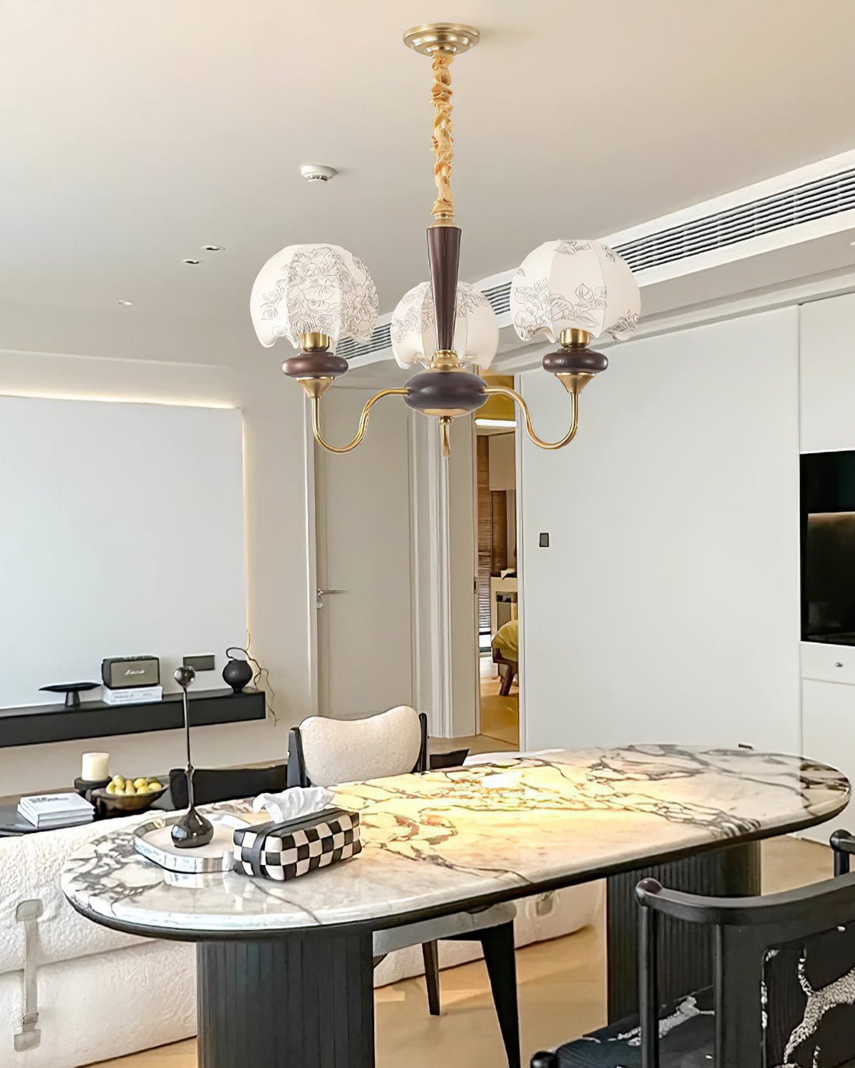 Orchid Chandelier en Tissu Vintage - Neutralighting