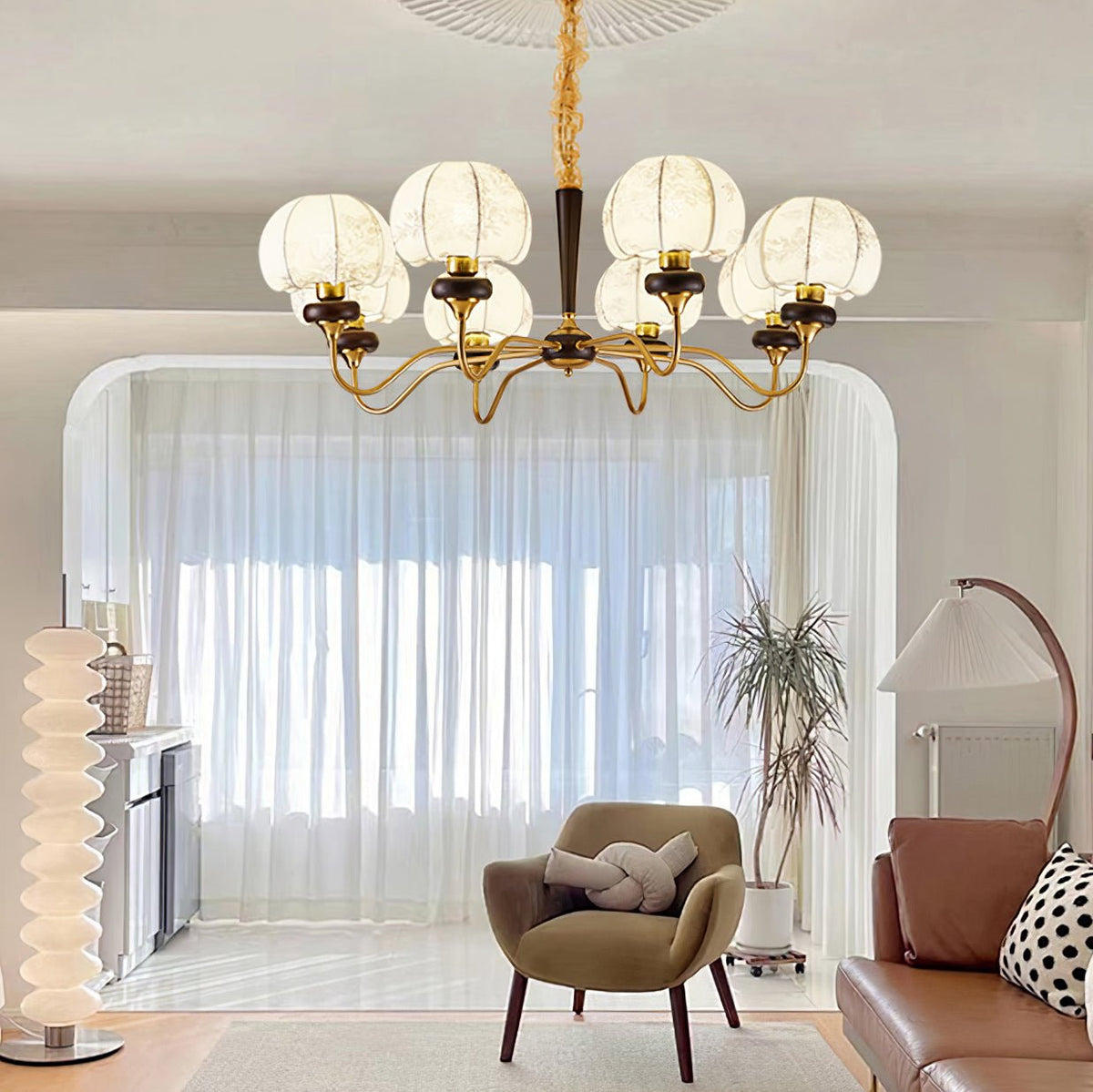Orchid Chandelier en Tissu Vintage - Neutralighting