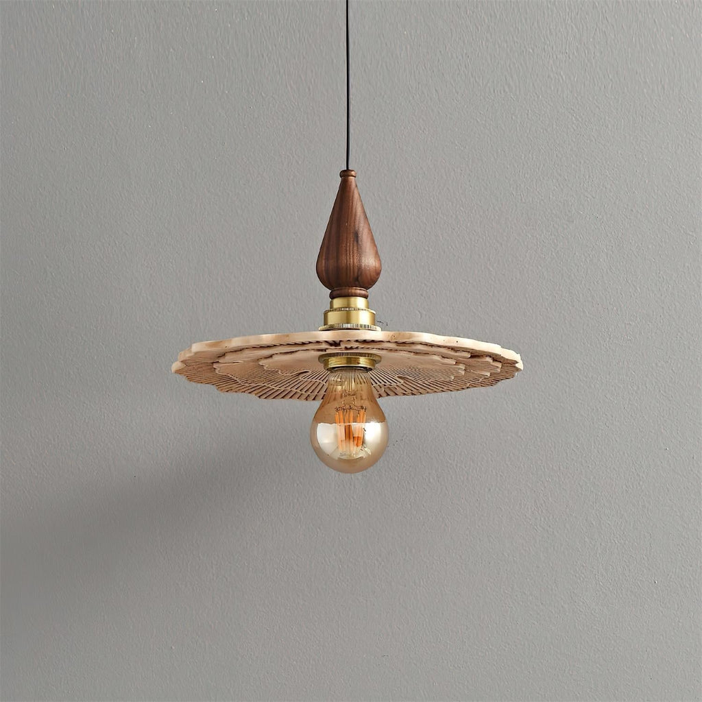 Mushroom Suspension Vintage Bois Laiton - Neutralighting