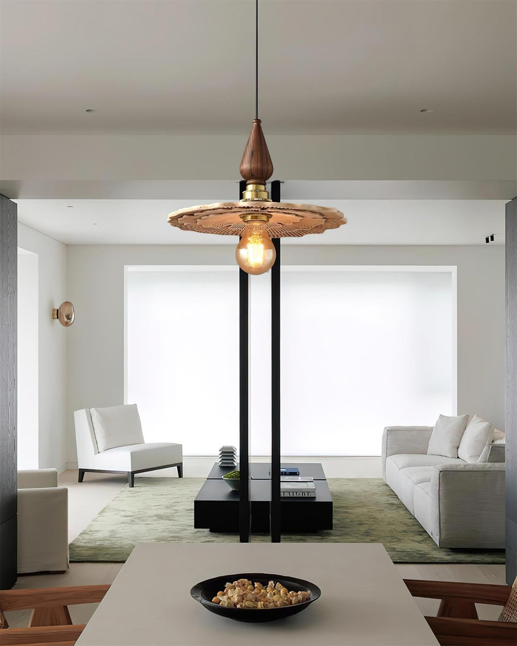 Mushroom Suspension Vintage Bois Laiton - Neutralighting