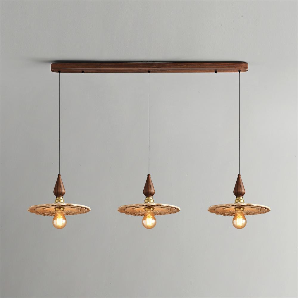 Mushroom Suspension Vintage Bois Laiton - Neutralighting