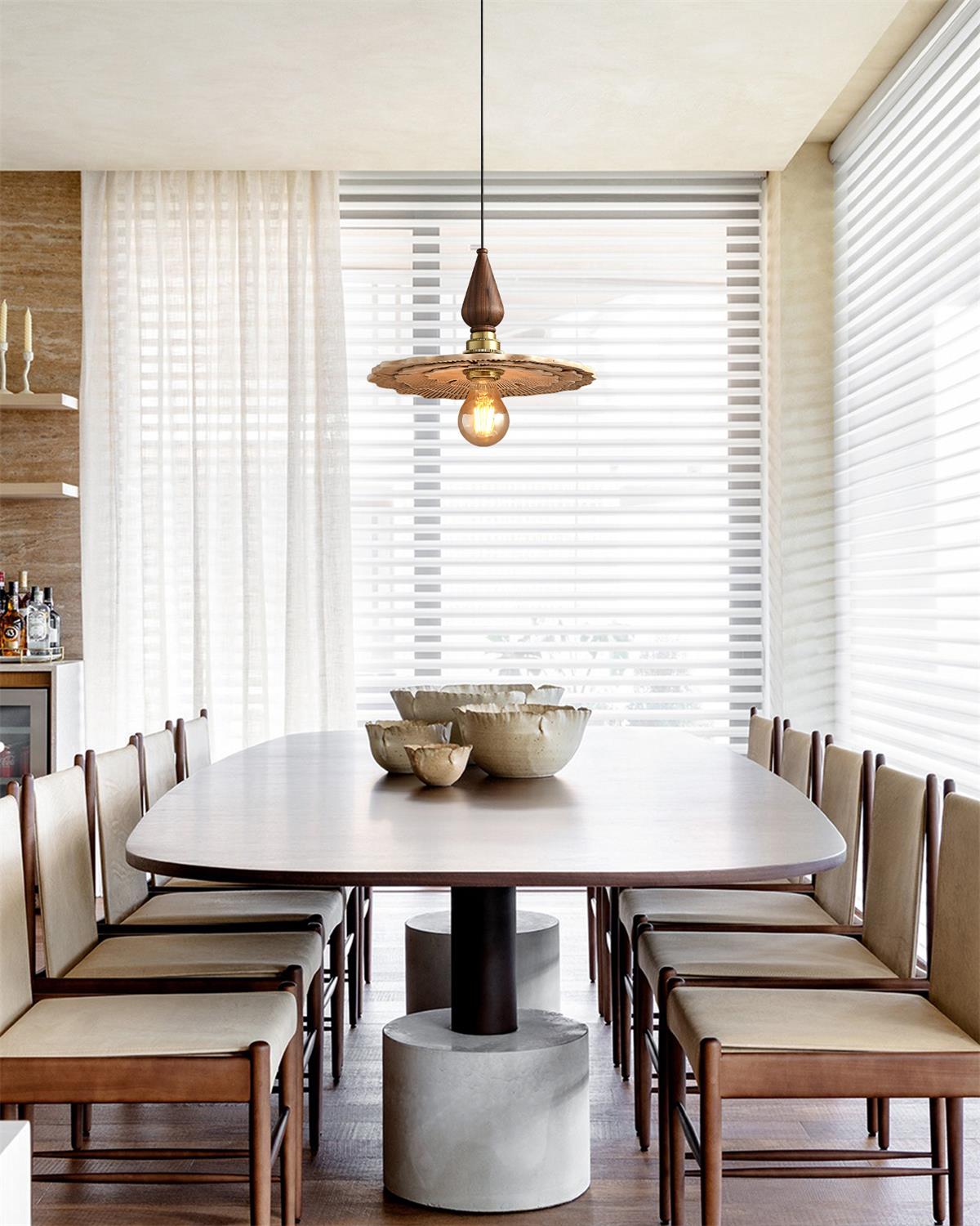 Mushroom Suspension Vintage Bois Laiton - Neutralighting