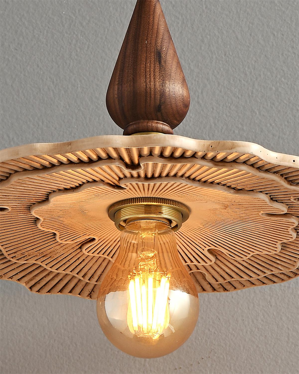 Mushroom Suspension Vintage Bois Laiton - Neutralighting