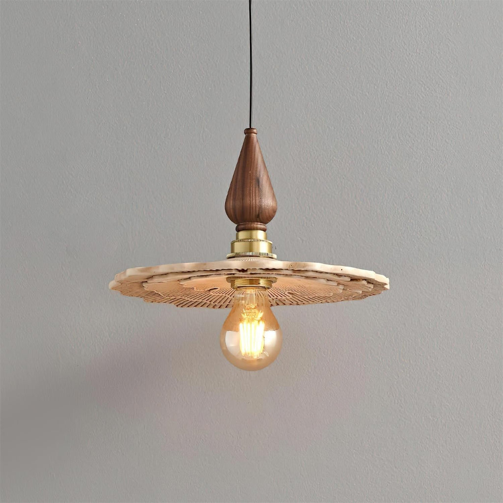 Mushroom Suspension Vintage Bois Laiton - Neutralighting