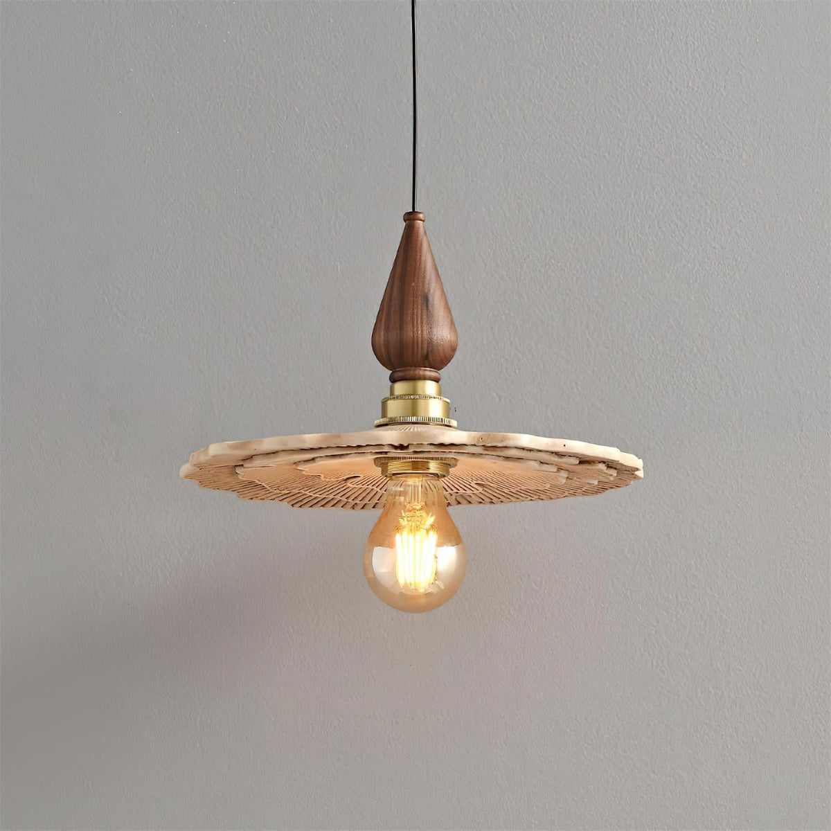 Mushroom Suspension Vintage Bois Laiton - Neutralighting