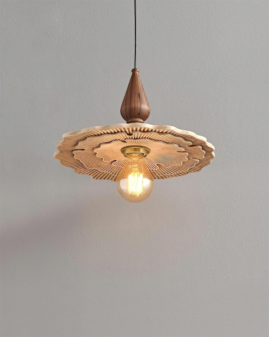 Mushroom Suspension Vintage Bois Laiton - Neutralighting