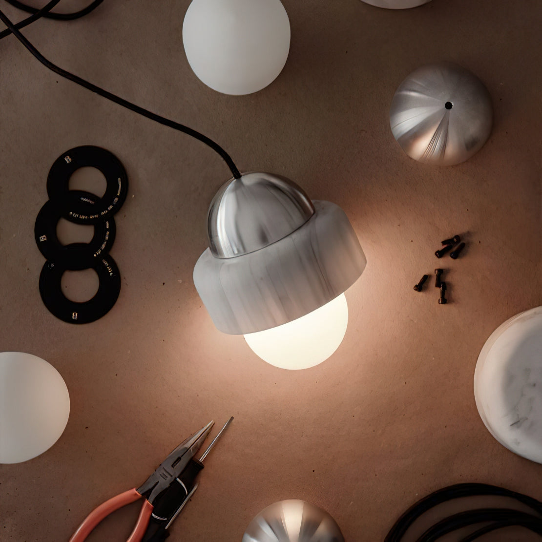 Elliren Suspension Moderne Minimaliste en Verre et Marbre - Neutralighting