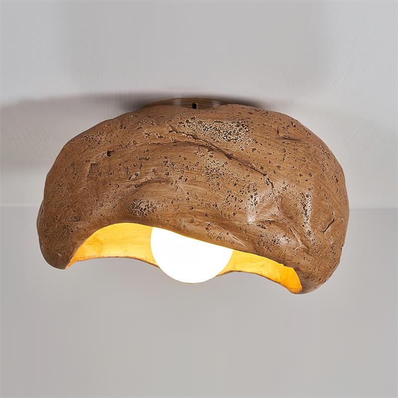 Nami Plafonnier Sculpté Travertin Roche Texture Rustique - Neutralighting