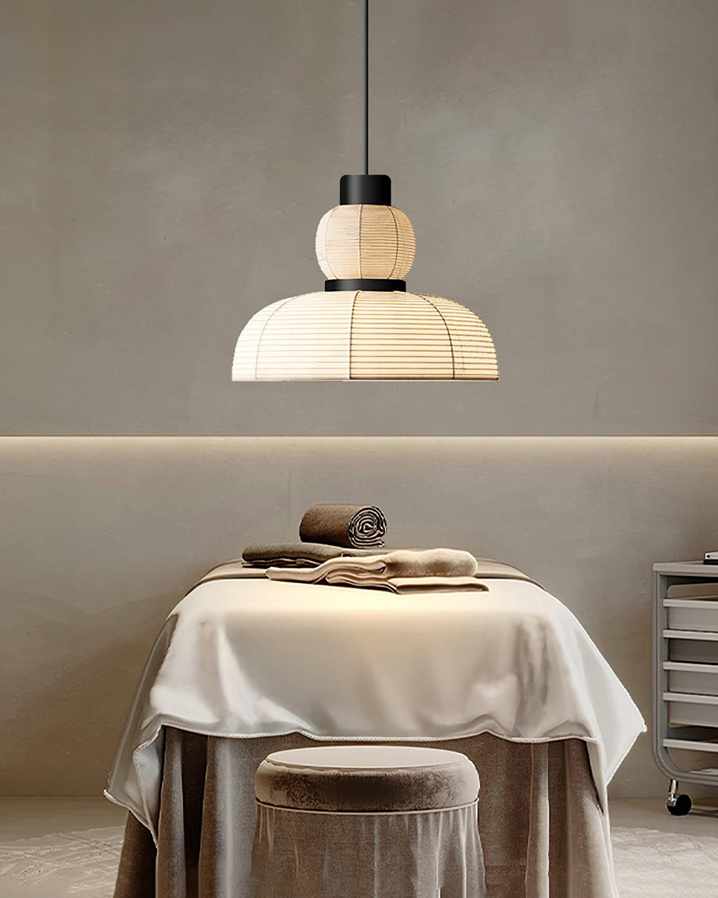 Lampe Pendante Abat-jour en Tissu Blanc Câble Noir Lueur Ambiante Douce - Neutralighting