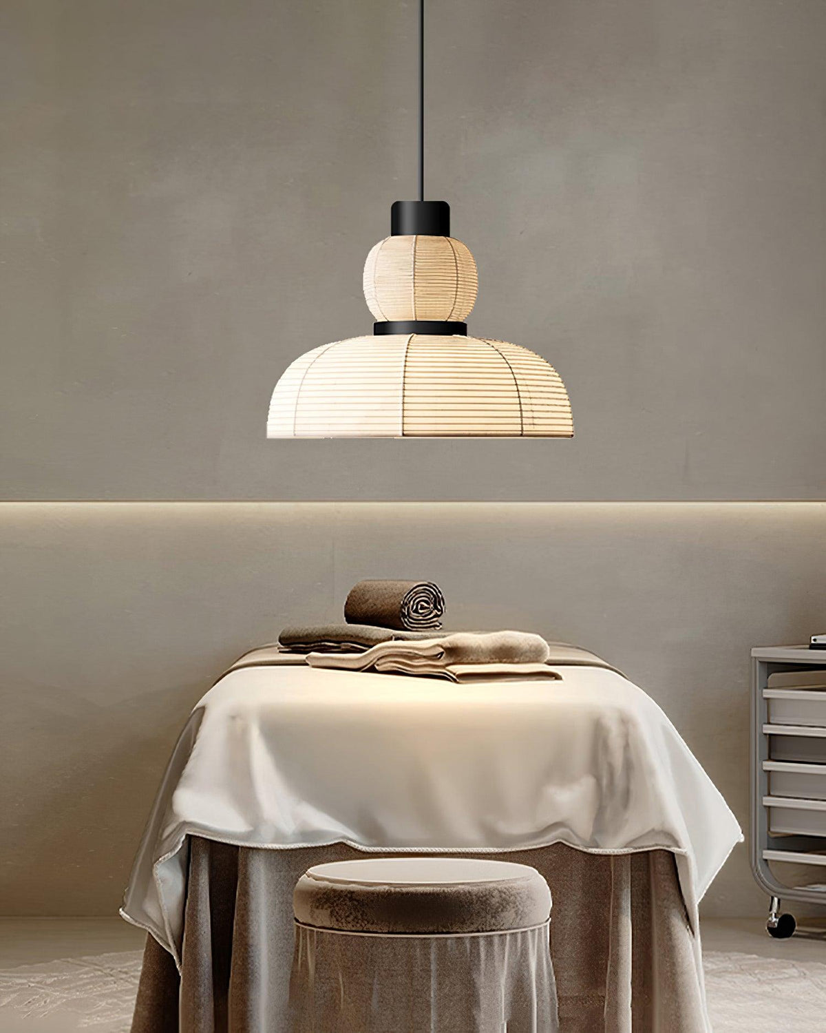 Lampe Pendante Abat-jour en Tissu Blanc Câble Noir Lueur Ambiante Douce - Neutralighting