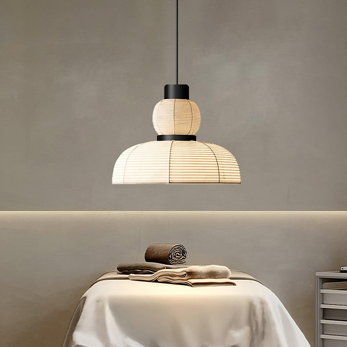 Lampe Pendante Abat-jour en Tissu Blanc Câble Noir Lueur Ambiante Douce - Neutralighting