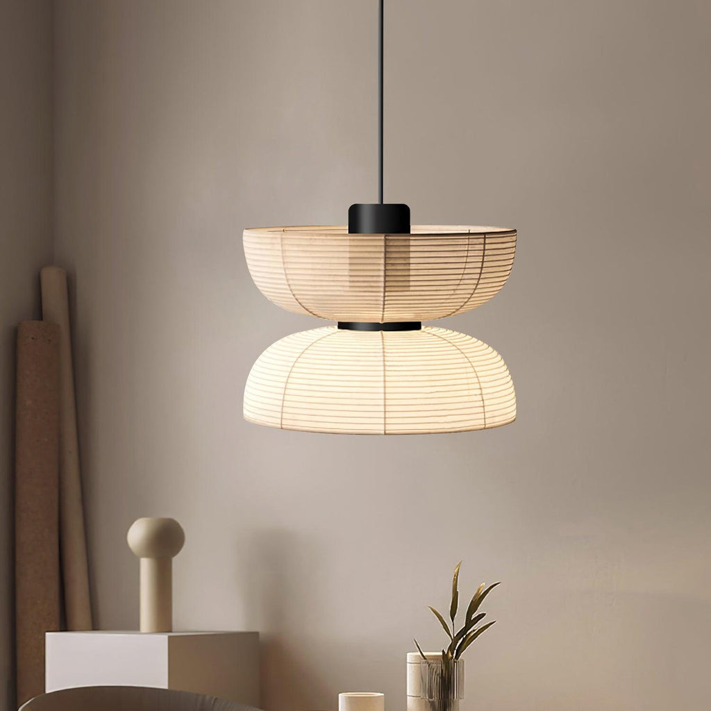 Lampe Pendante Abat-jour en Tissu Blanc Câble Noir Lueur Ambiante Douce - Neutralighting