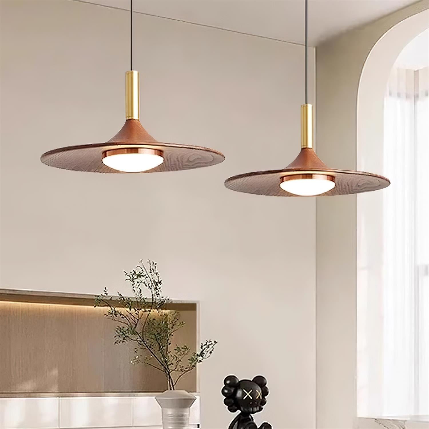 Virelli Lampe Pendante Disque Effet Bois LED Acrylique Midcentury - Neutralighting