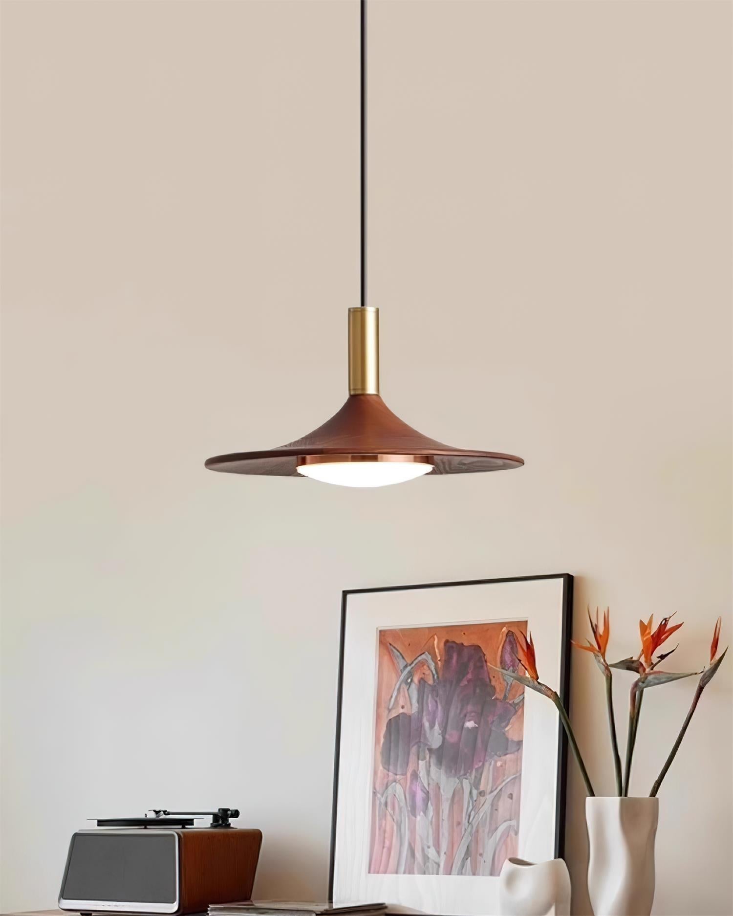 Virelli Lampe Pendante Disque Effet Bois LED Acrylique Midcentury - Neutralighting