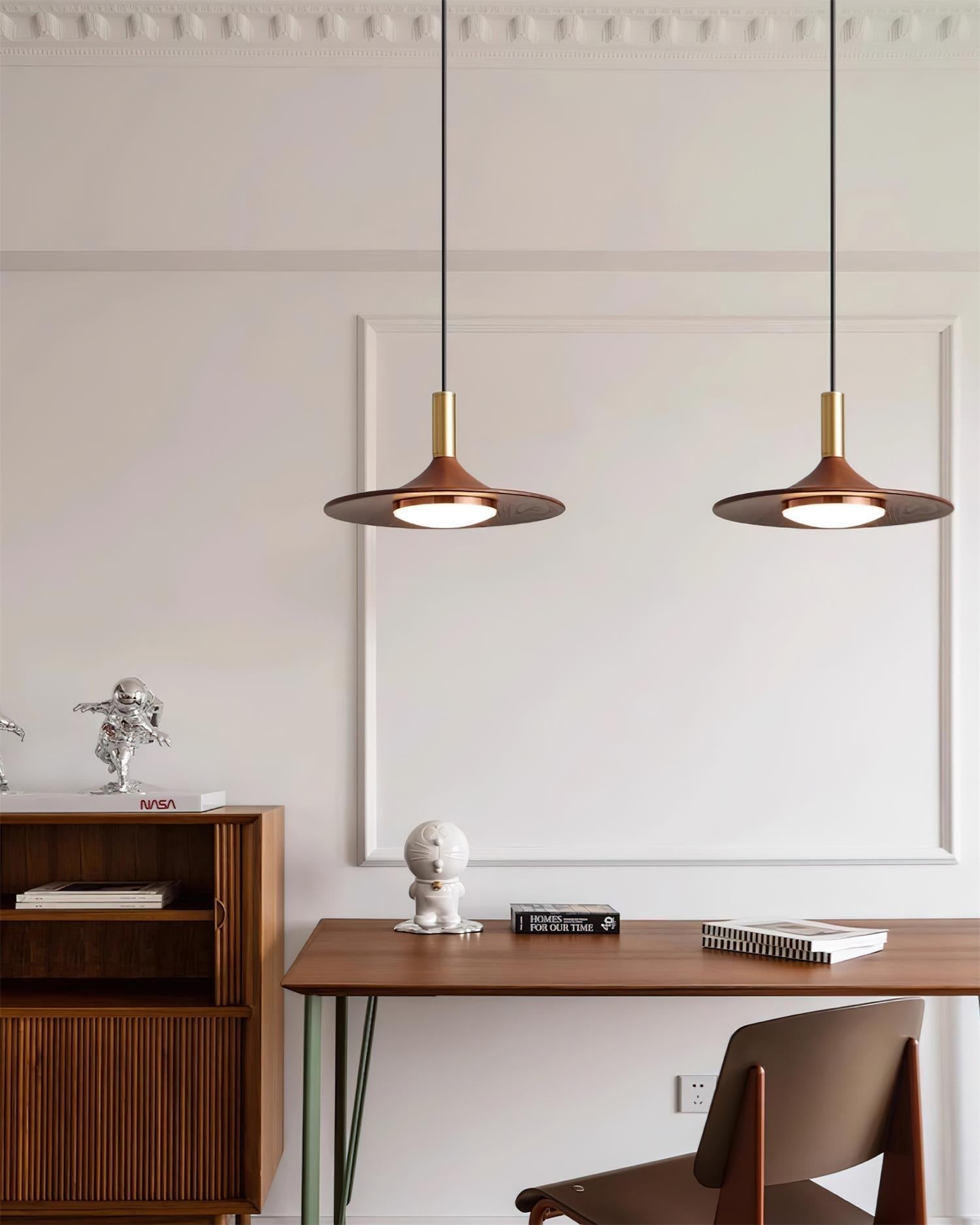 Virelli Lampe Pendante Disque Effet Bois LED Acrylique Midcentury - Neutralighting