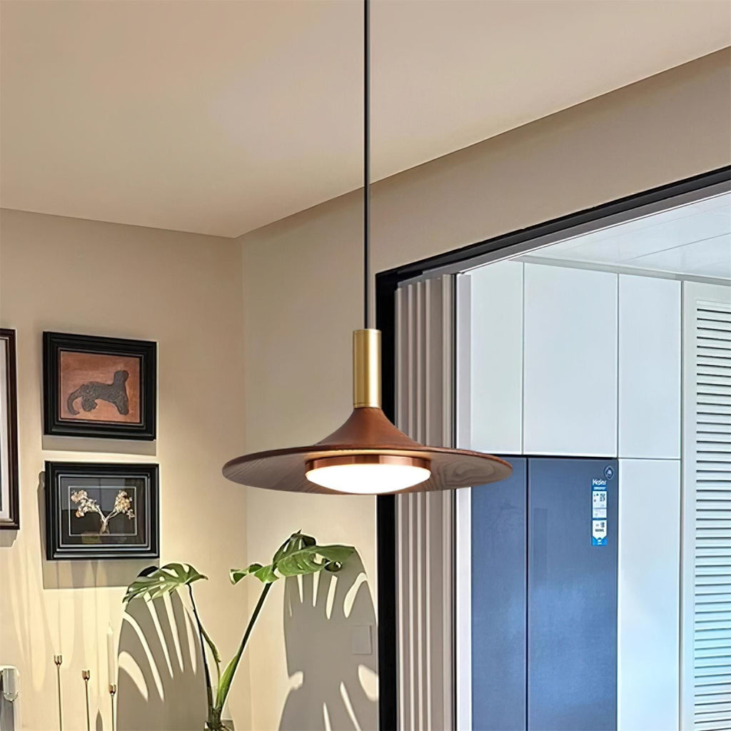 Virelli Lampe Pendante Disque Effet Bois LED Acrylique Midcentury - Neutralighting
