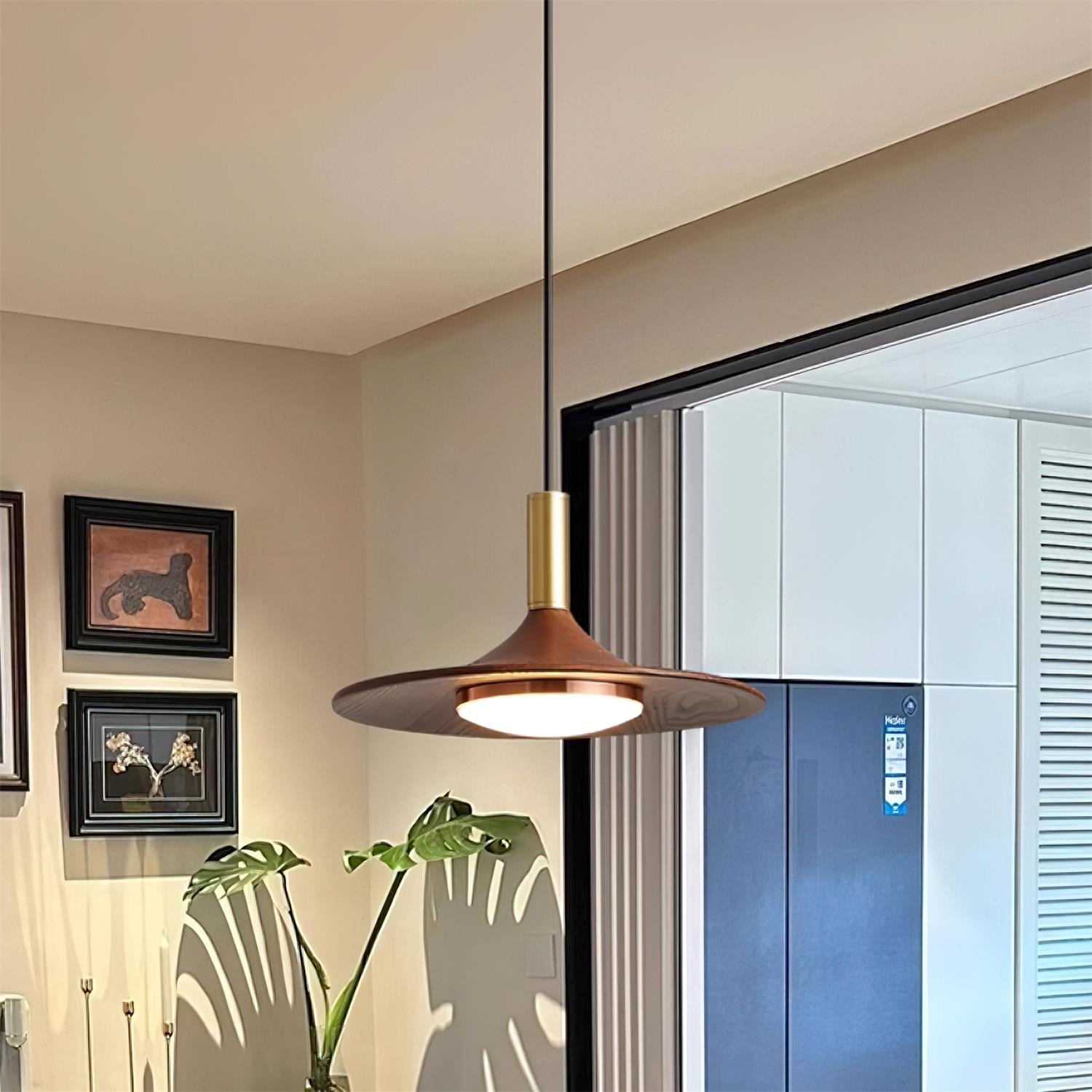 Virelli Lampe Pendante Disque Effet Bois LED Acrylique Midcentury - Neutralighting
