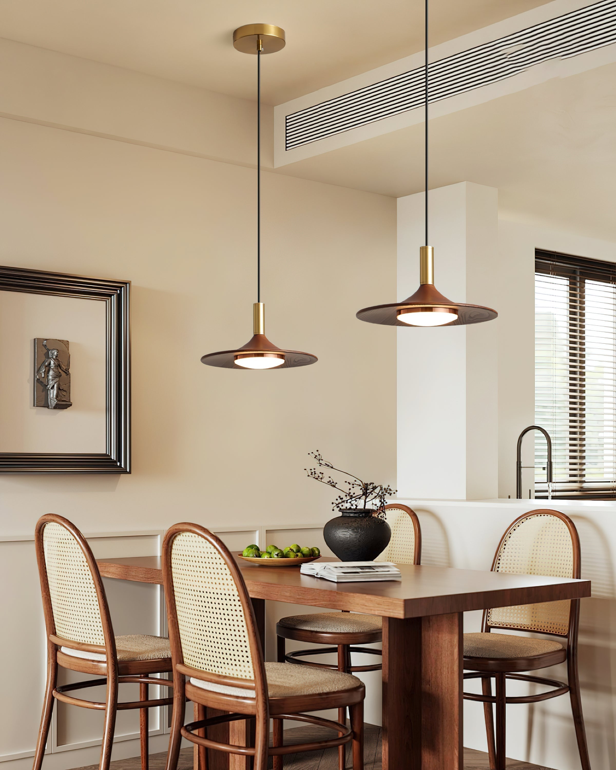 Virelli Lampe Pendante Disque Effet Bois LED Acrylique Midcentury - Neutralighting