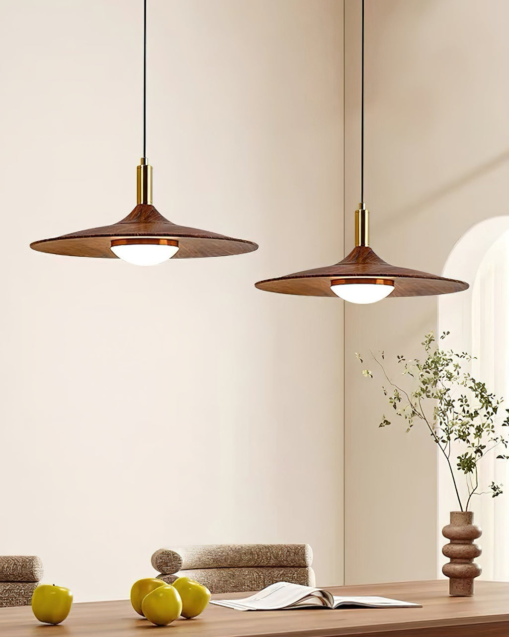 Virelli Lampe Pendante Disque Effet Bois LED Acrylique Midcentury - Neutralighting
