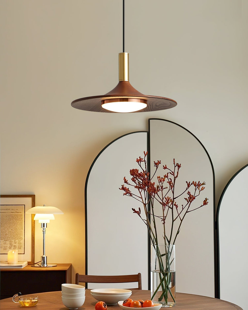 Virelli Lampe Pendante Disque Effet Bois LED Acrylique Midcentury - Neutralighting