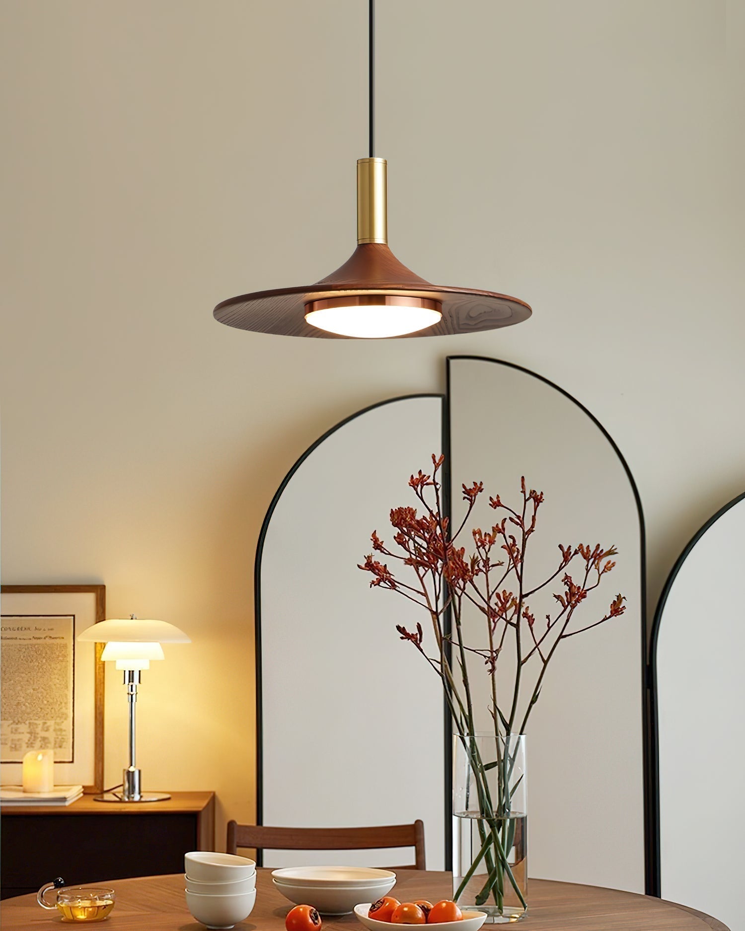 Virelli Lampe Pendante Disque Effet Bois LED Acrylique Midcentury - Neutralighting