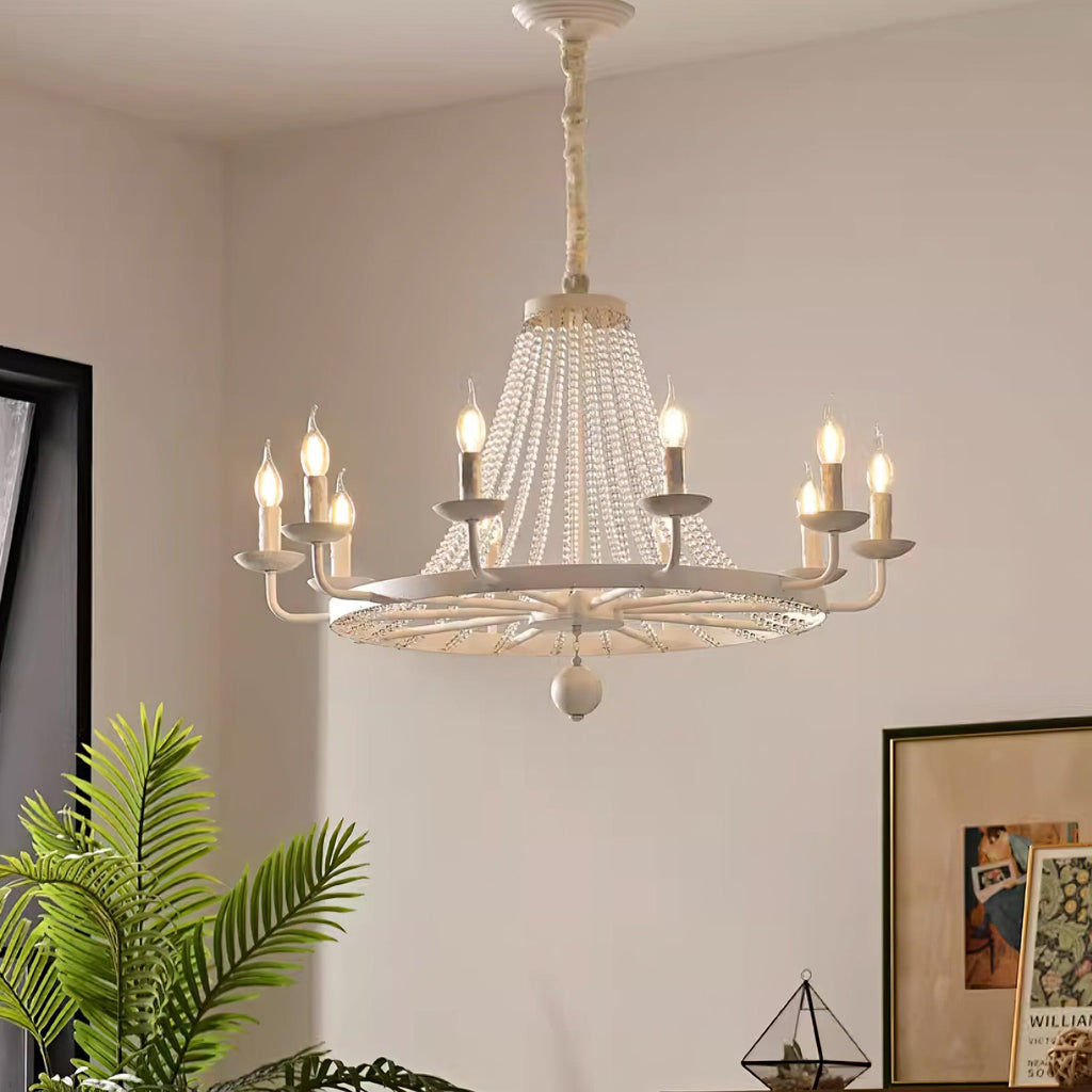 Naples Lustre Perles de Cristal Rustique Blanc Gris Royal - Neutralighting